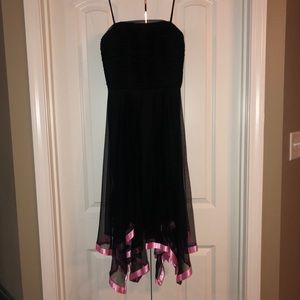 Ladies semi formal black dress ribbon trim size 4